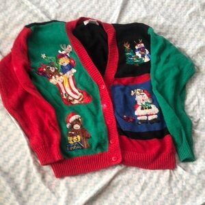 Festive Red and Green Holiday Cardigan